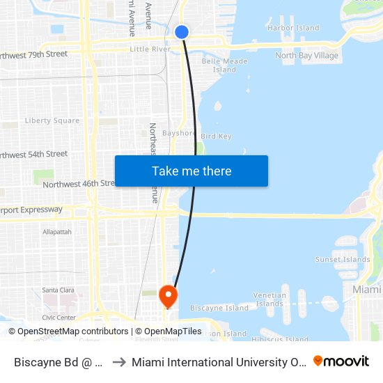 Biscayne Bd @ NE 83 St to Miami International University Of Art & Design map