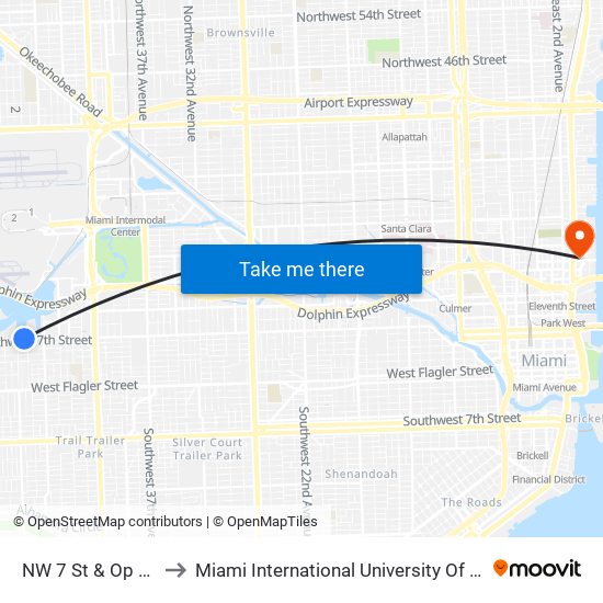 NW 7 St & Op # 4855 to Miami International University Of Art & Design map