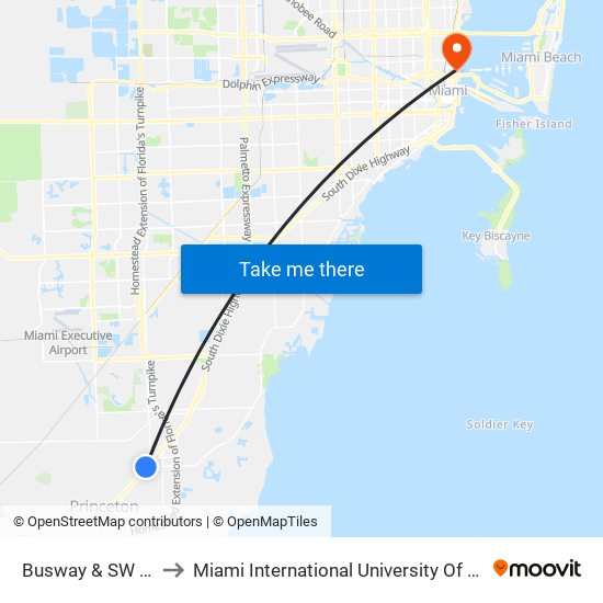 Busway & SW 216 St to Miami International University Of Art & Design map