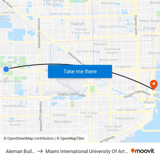 Aleman Building to Miami International University Of Art & Design map