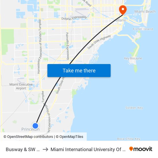 Busway & SW 232 St to Miami International University Of Art & Design map
