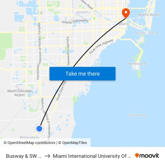 Busway & SW 220 St to Miami International University Of Art & Design map