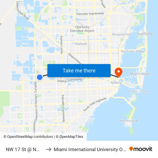 NW 17 St @ NW 112 Av to Miami International University Of Art & Design map