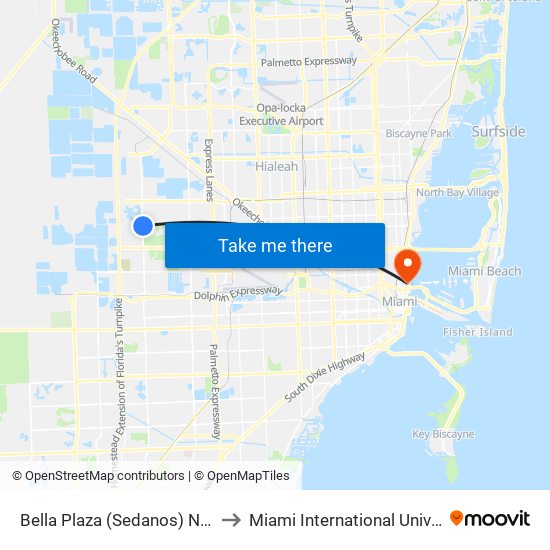 Bella Plaza (Sedanos) NW 107 Ave@Nw 58 St to Miami International University Of Art & Design map