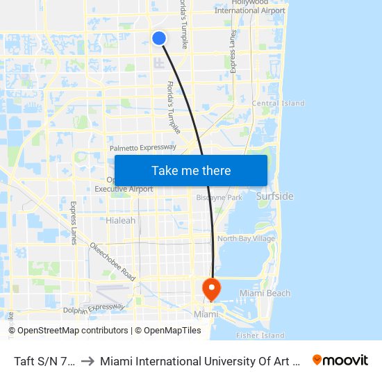 Taft S/N 76 A to Miami International University Of Art & Design map