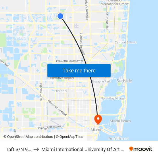 Taft S/N 99 A to Miami International University Of Art & Design map