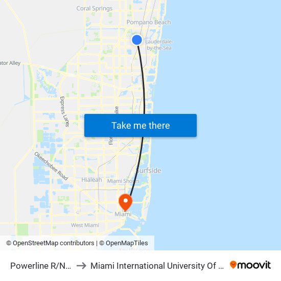 POWERLINE R/NW 62 S to Miami International University Of Art & Design map