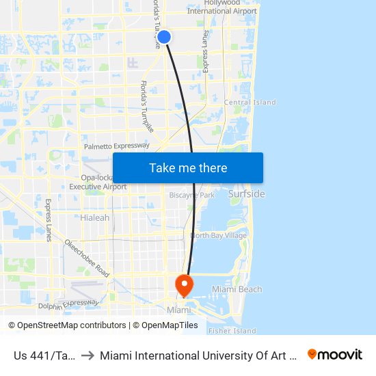 Us 441/Taft S to Miami International University Of Art & Design map