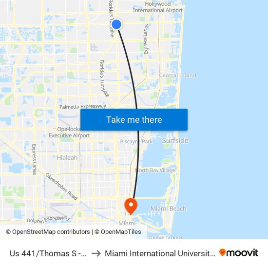 US 441/THOMAS S - (SHERIDAN S) to Miami International University Of Art & Design map