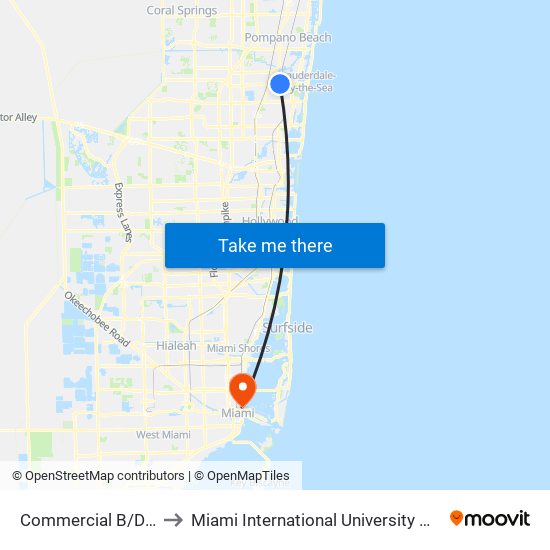 Commercial B/Dixie Hwy to Miami International University Of Art & Design map