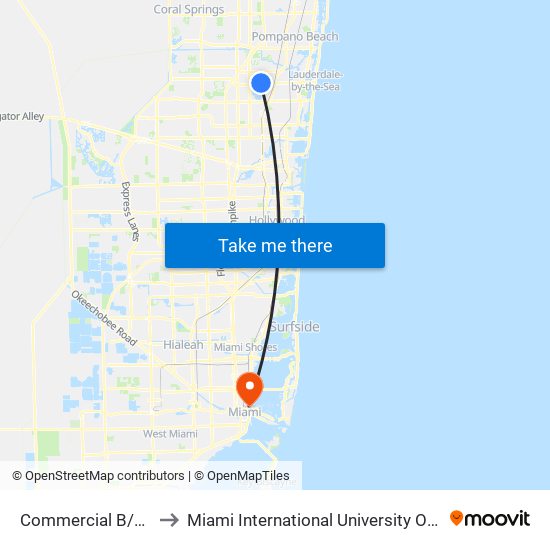 Commercial B/Nw 21 A to Miami International University Of Art & Design map