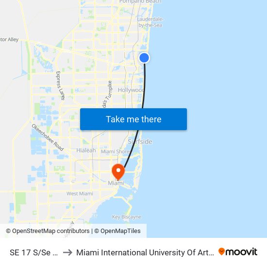 SE 17 S/Se 23 A to Miami International University Of Art & Design map