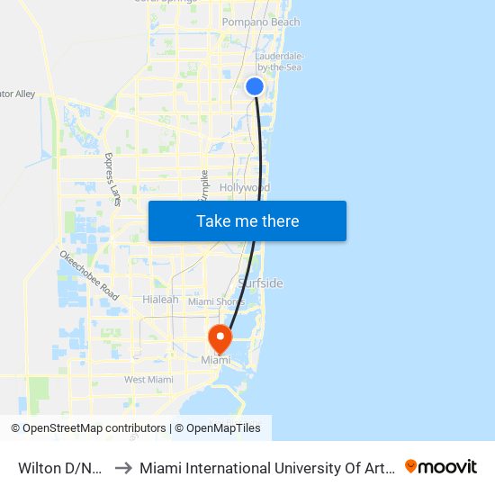 Wilton D/Ne 9 A to Miami International University Of Art & Design map