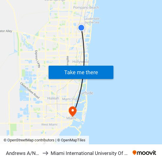 Andrews A/Ne 27 D to Miami International University Of Art & Design map