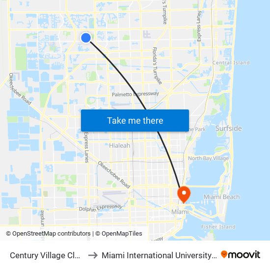 Century Village Clubhouse Pp to Miami International University Of Art & Design map