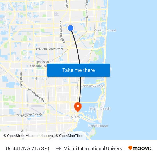 Us 441/Nw 215 S - (County Line R) to Miami International University Of Art & Design map