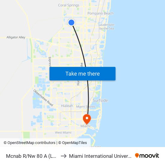 Mcnab R/Nw 80 A (Lagos De Campo) to Miami International University Of Art & Design map
