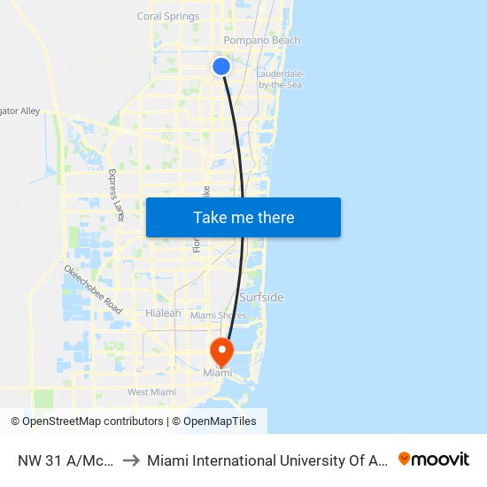 NW 31 A/Mcnab R to Miami International University Of Art & Design map