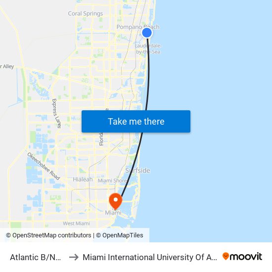 Atlantic B/Ne 24 A to Miami International University Of Art & Design map