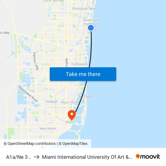 A1a/Ne 32 S to Miami International University Of Art & Design map