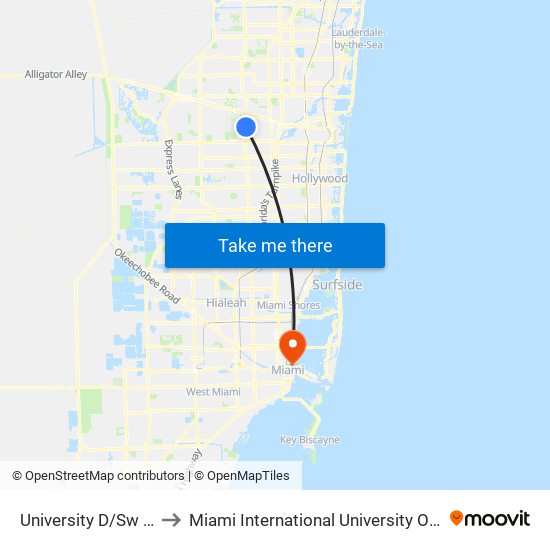 University D/Sw 30 S (S) to Miami International University Of Art & Design map