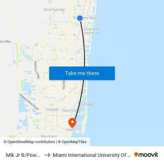 Mlk Jr B/Powerline R to Miami International University Of Art & Design map