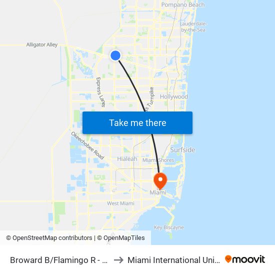 Broward B/Flamingo R - (American Heritage Sch) to Miami International University Of Art & Design map