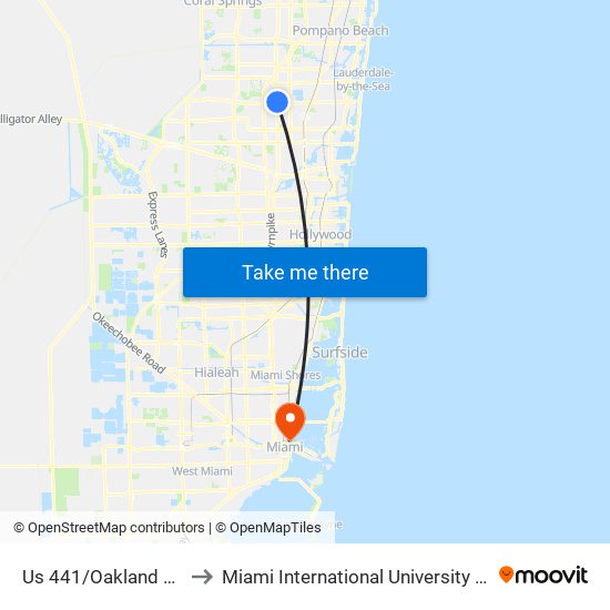 Us 441/Oakland Park B (N) to Miami International University Of Art & Design map