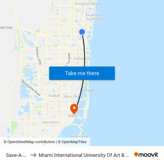 Save-A-Lot to Miami International University Of Art & Design map