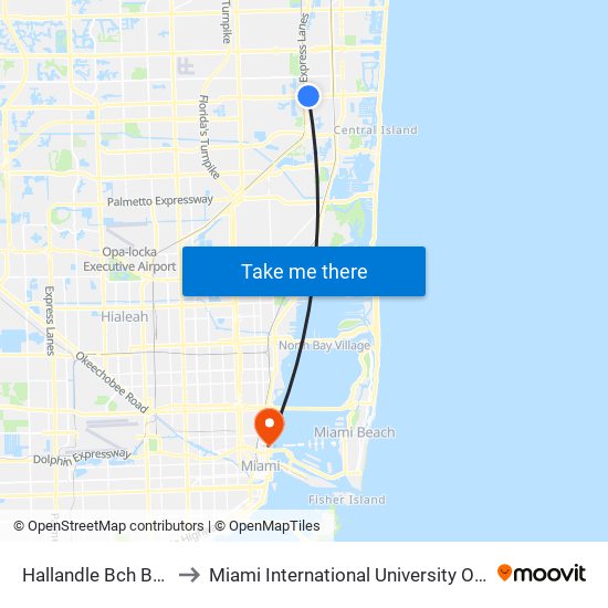 Hallandle Bch B/Ansin B to Miami International University Of Art & Design map
