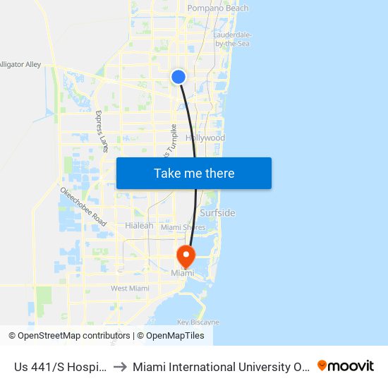 Us 441/S Hospital D (S) to Miami International University Of Art & Design map