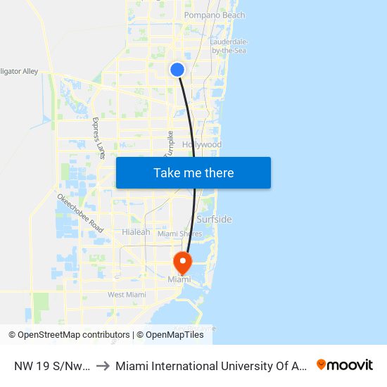 NW 19 S/Nw 36 T to Miami International University Of Art & Design map