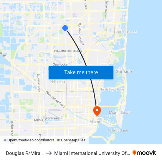 Douglas R/Miramar Hs to Miami International University Of Art & Design map