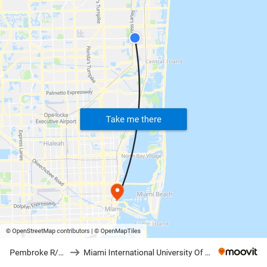 Pembroke R/S 28 A to Miami International University Of Art & Design map