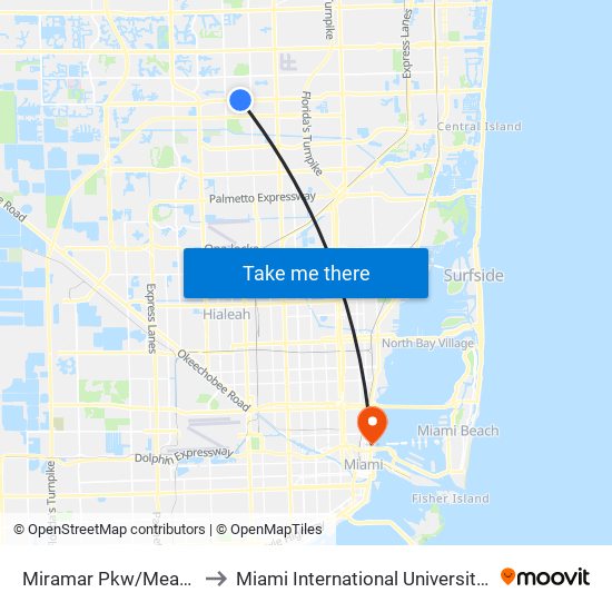 Miramar Pkw/Meadows Of Mir to Miami International University Of Art & Design map