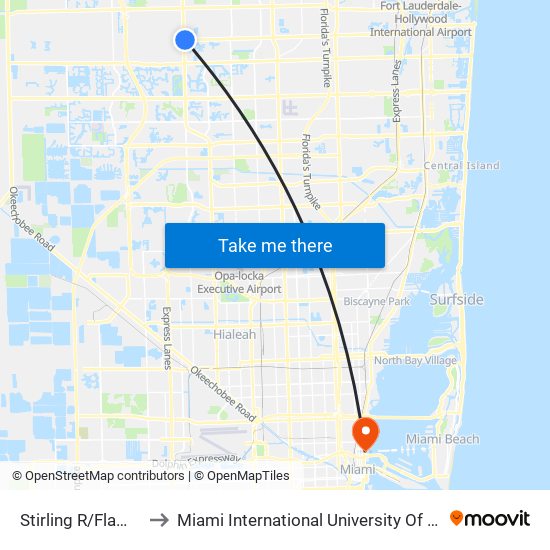 Stirling R/Flamingo R to Miami International University Of Art & Design map