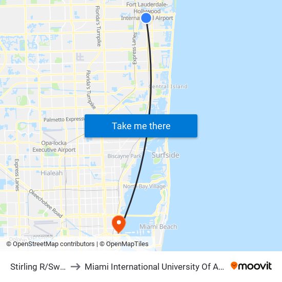 STIRLING R/SW 12 A to Miami International University Of Art & Design map