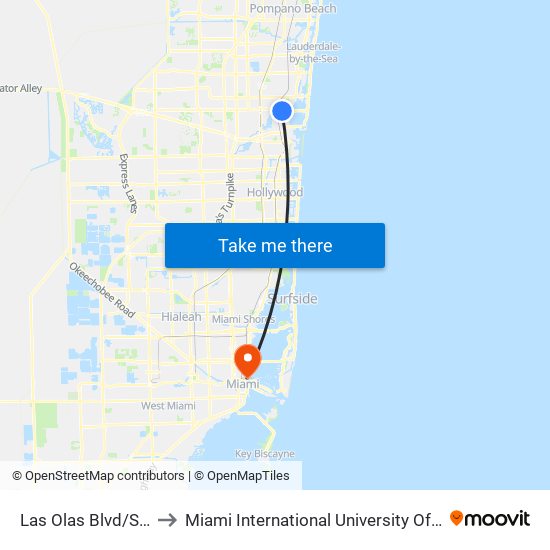 Las Olas Blvd/Se 4 Ave to Miami International University Of Art & Design map