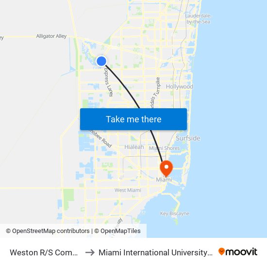 Weston R/S Commerce Pkw to Miami International University Of Art & Design map