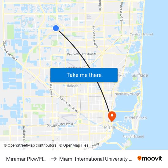 Miramar Pkw/Flamingo R to Miami International University Of Art & Design map