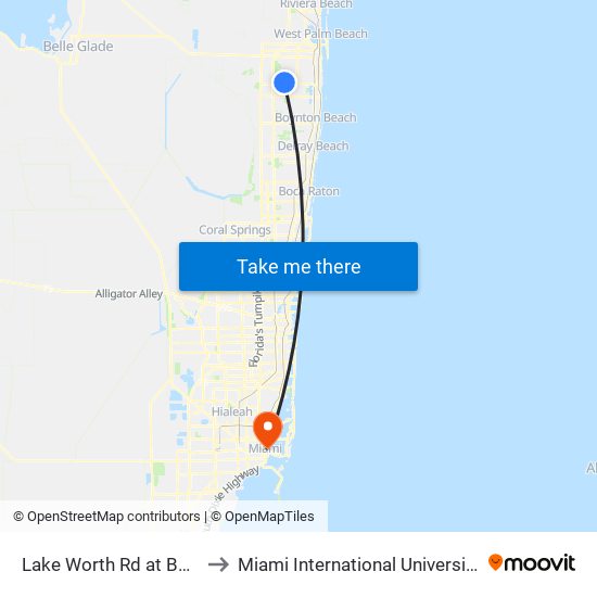 Lake Worth Rd at Bank Institution to Miami International University Of Art & Design map