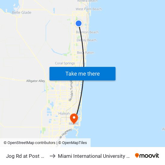Jog Rd at  Post Office Ent to Miami International University Of Art & Design map