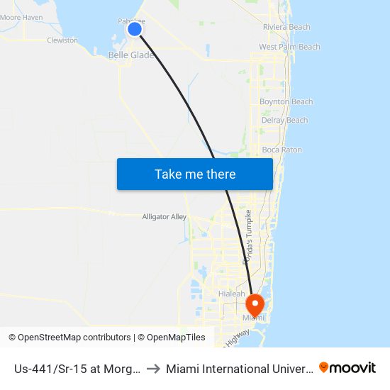 Us-441/Sr-15 at Morgan Rd/New Hope to Miami International University Of Art & Design map