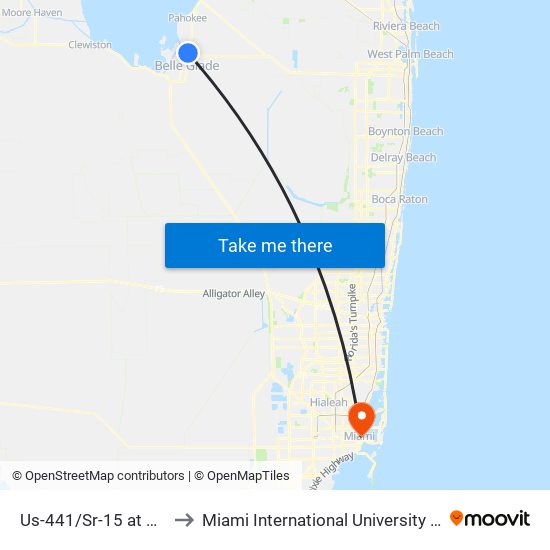 Us-441/Sr-15 at Runyon Vlg to Miami International University Of Art & Design map