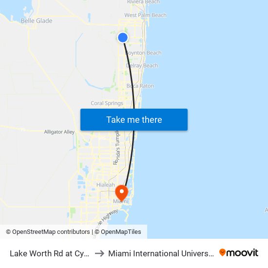Lake Worth Rd at Cypress Isle Way to Miami International University Of Art & Design map