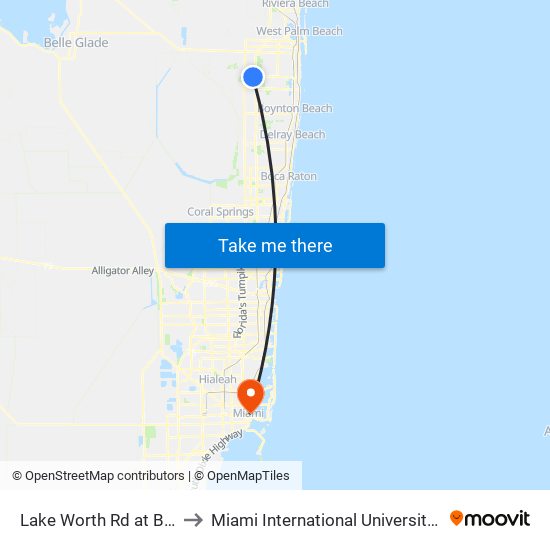 Lake Worth Rd at Blanchette Tr to Miami International University Of Art & Design map