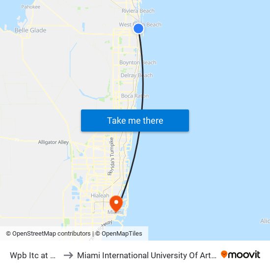 WPB ITC at BAY F to Miami International University Of Art & Design map