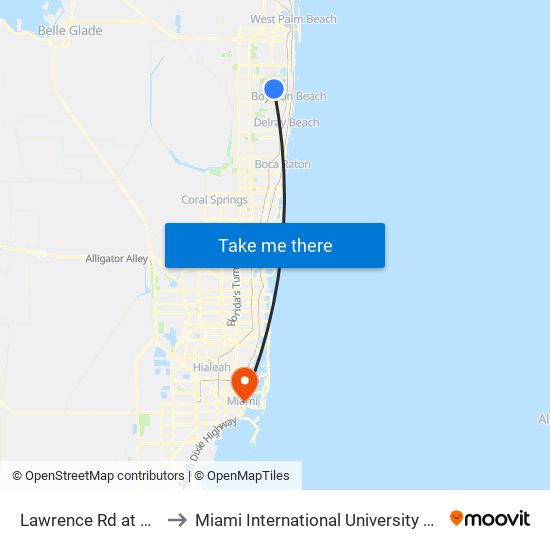 Lawrence Rd at 72nd Ln S to Miami International University Of Art & Design map