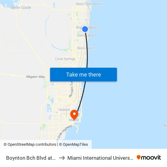 Boynton Bch Blvd at  Congress Ave to Miami International University Of Art & Design map