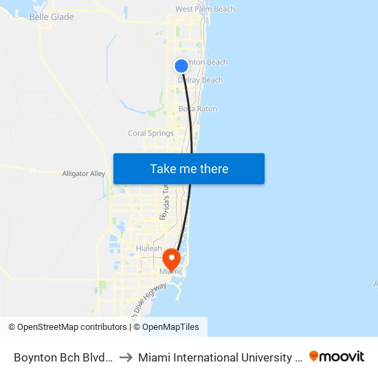 Boyton Bch Blvd at Jog Rd to Miami International University Of Art & Design map